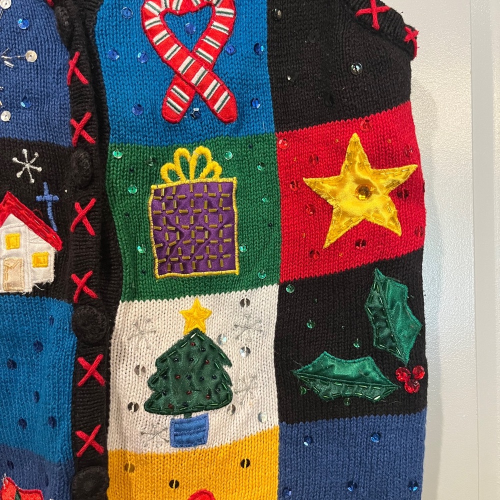 Vintage Basic Editions Holiday Patchwork Sequin S… - image 4